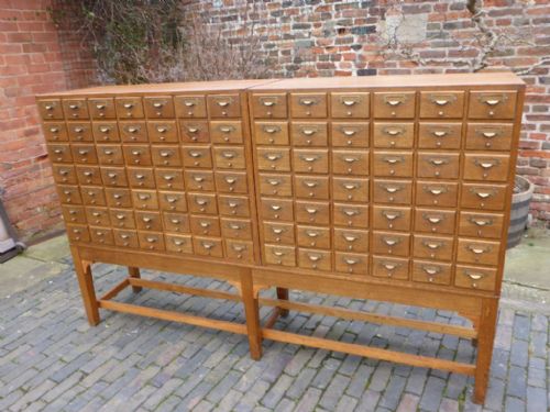 Superb Bank of 91 Filing Drawers in Oak