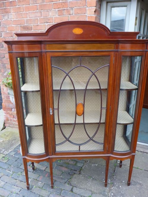 Good Victorian Mahogany Inlaid Display Cabinet