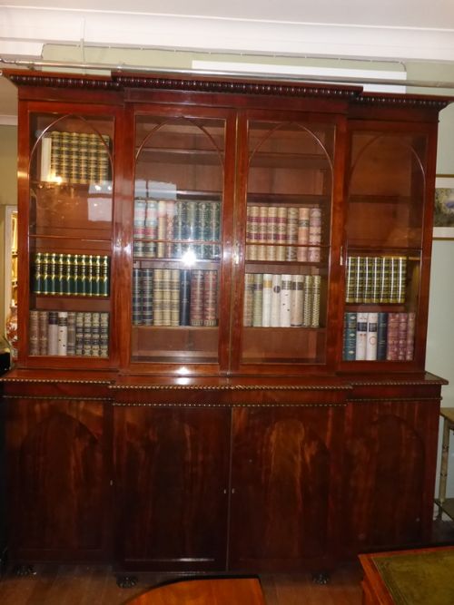 fig 1. Antique Georgian Breakfront Bookcase in Mahogany