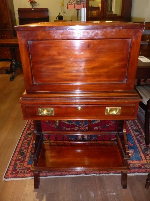 Victorian Mahogany Escritoire Cabinet on Stand