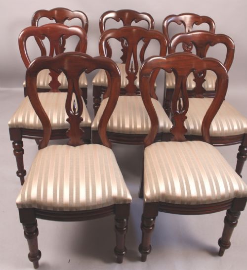 Set of 8 Victorian Spear Point Balloon Back Chairs
