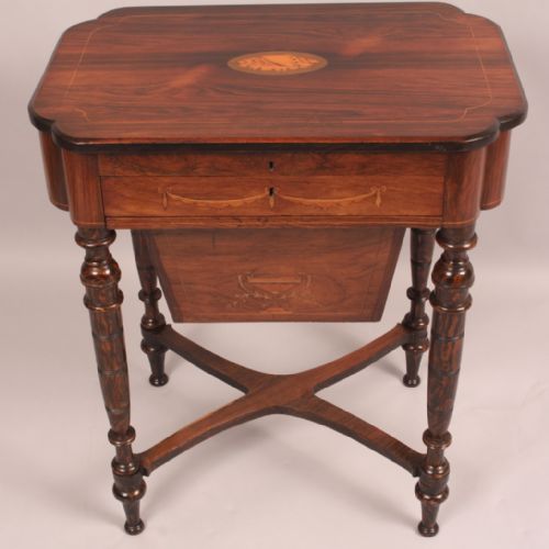 Victorian Ladies Sewing Table in Rosewood