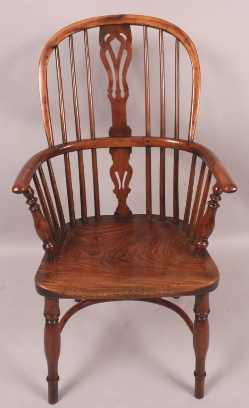 Yew Wood High Back Windsor Stamped Nicholson Rockley