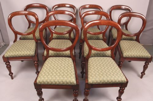 A Set of 10 Balloon Back Dining Chairs