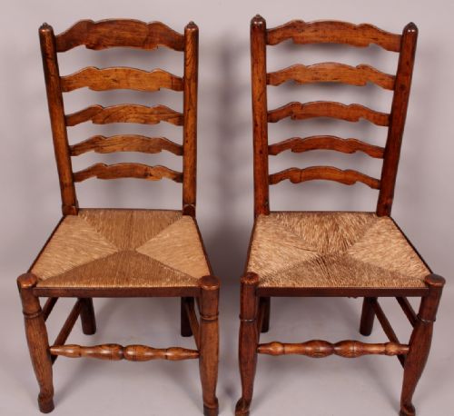 fig 1. A Good Set of 12 Antique Ladder Back Country Chairs