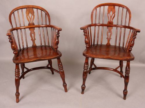Matching Pair of Rockley Low Windsor Armchairs