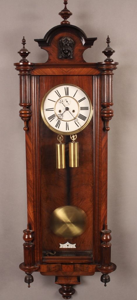 19th Century Vienna Wall Clock Two Weights