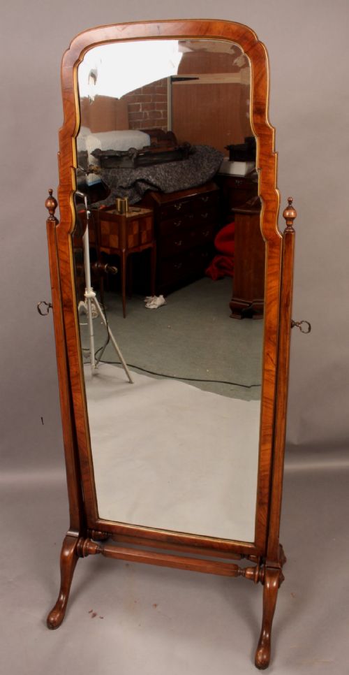 A Good Quality Cheval Mirror in Walnut
