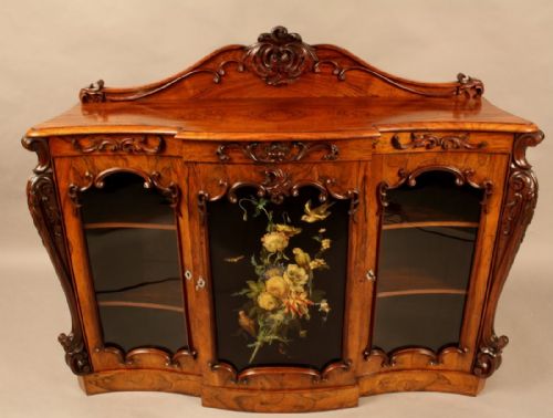 Superb Rosewood Credenza with Painted Panel