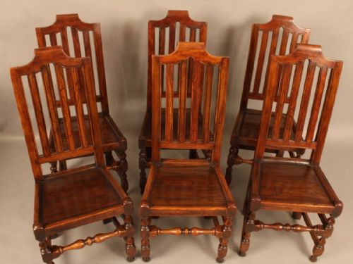 Very Rare Set of Six 17th Century Dining Chairs