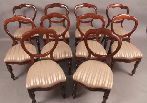 Very Good Set of 10 Victorian Dining Chairs Mahogany