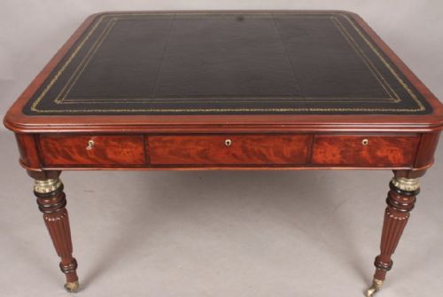 Fine Regency Period Six Drawer Library Table Mahogany