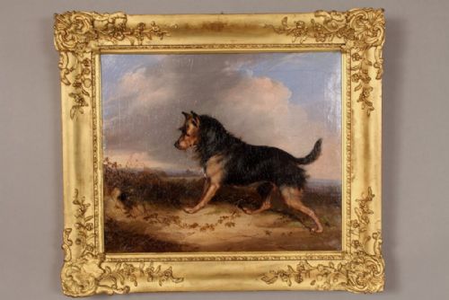 Oil on Canvas Terrier Dog