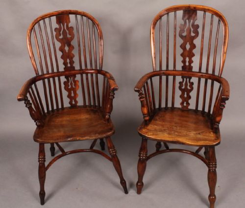 Very Rare Pair of Yew Wood Windsor Chairs Benjamin Gilling