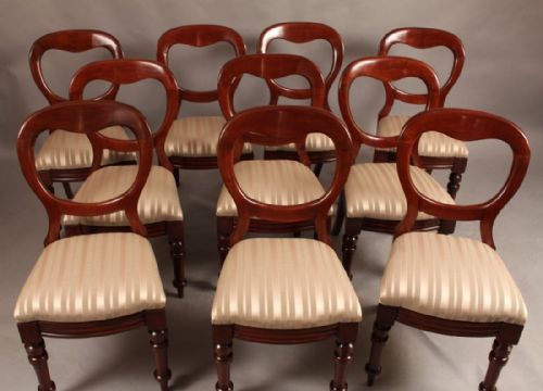 Good Set of 10 Victorian Balloon Back Dining Chairs