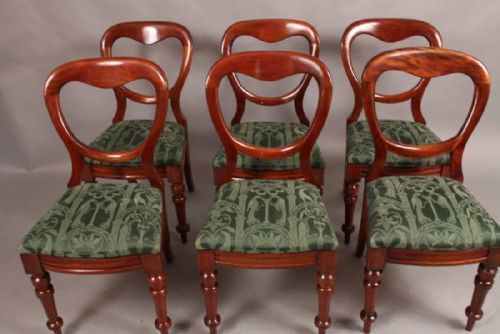 Good Set of Six Victorian Mahogany Balloon Back Dining Chairs