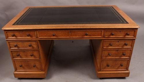 Good Victorian Partners Desk in Oak Restored
