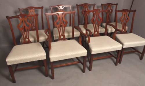 Good Set of 8 Victorian Dining Chairs Chippendale Style