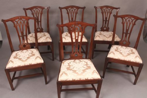 A Fine Set of 6 Georgian Mahogany Dining Chairs