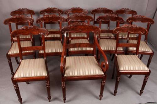 Fine and Rare Set of 12 Plus One Carver Georgian Dining Chairs