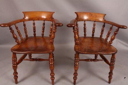 Pair of Fruitwood Captains Chairs 19th Century