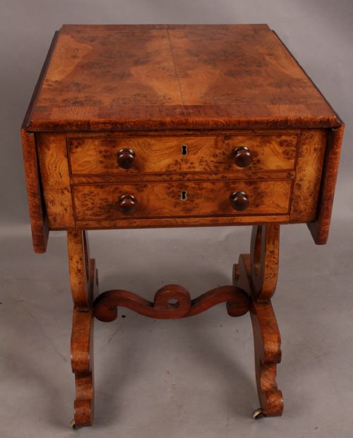 Rare Early19th Century Sewing Table in Pollard Oak