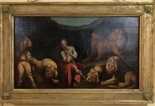 Naïve Painting Daniel in the Lions Den C1700