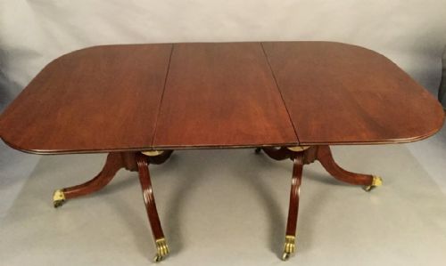 Regency Period Twin Pillar Dining Table Mahogany