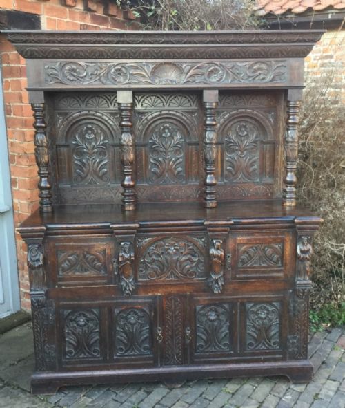 Magnificent Carved Oak Sideboard Victorian