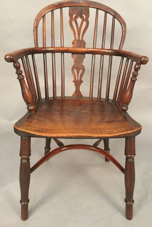 Superb Yew Wood Low Back Windsor Armchair Rockley