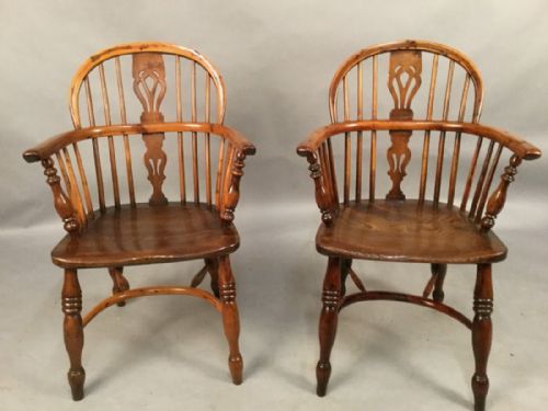 Pair of Yew Wood Windsor Chairs Rockley