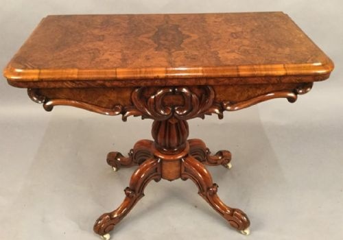 Superb Victorian Burr Walnut Games Table