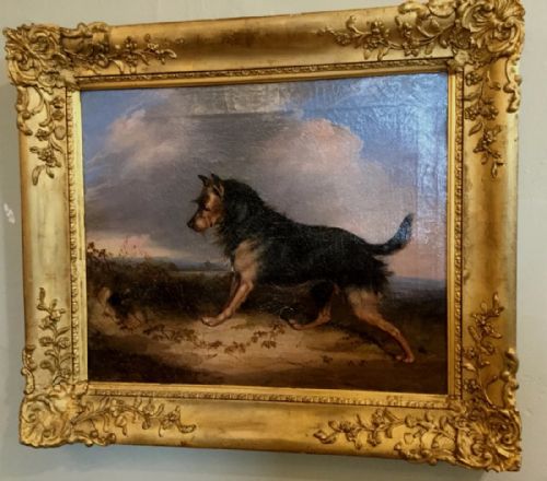 Oil on Canvas Terrier Dog