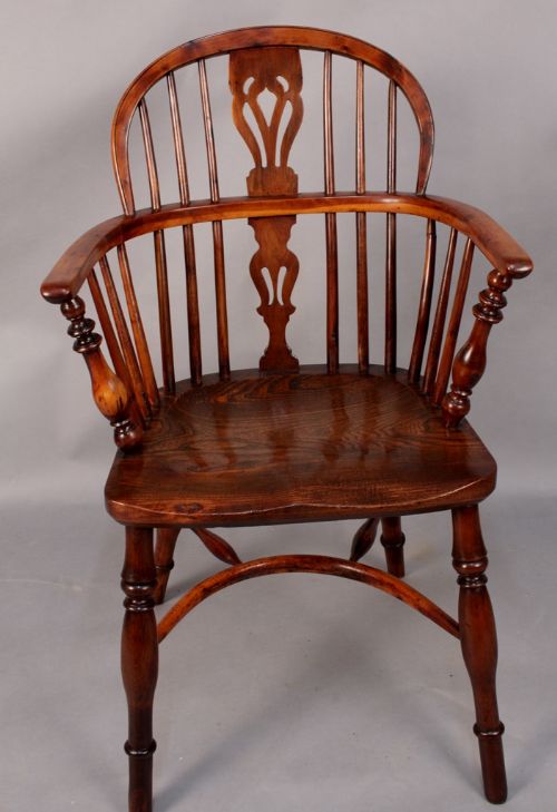 A Yew Wood Low Back Windsor Chair