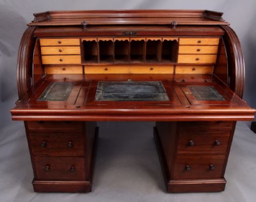 Good Victorian Cylinder Desk by J Priest London