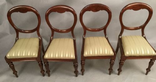 Set of 4 Victorian Mahogany Balloon Back Dining Chairs
