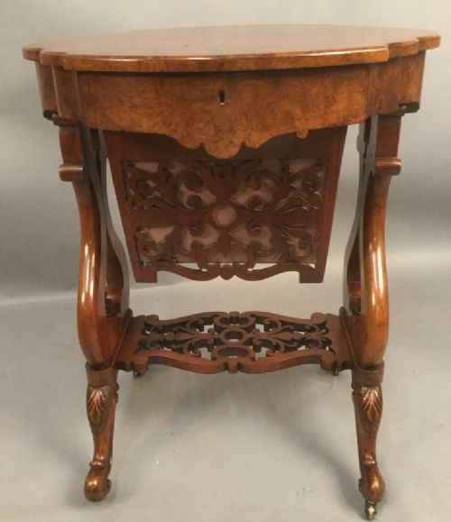 Good Victorian Walnut Sewing Table