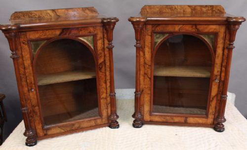 An Unusual Pair of Miniature Burr Walnut Cabinets