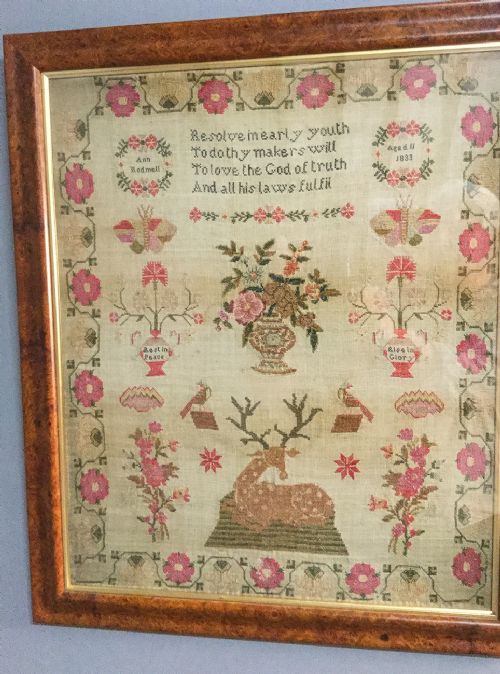 Girl Needlework Sampler Ann Rodmell 1833 Age 11