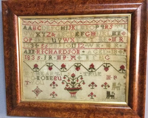 Needlework Sampler by Ann Richardson 1835 Aged 18 Years