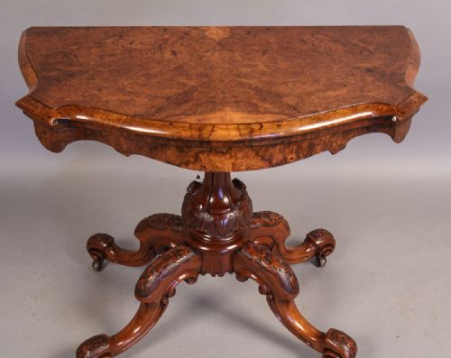 Victorian Burr Walnut Card Table