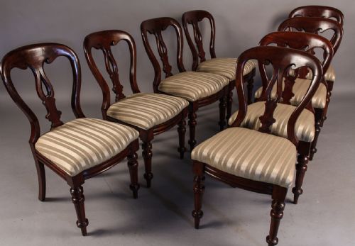 Set of 8 Victorian Balloon Back Dining Chairs