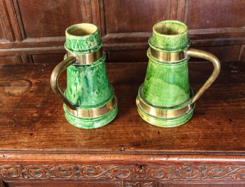 Pair of Green Glazed Jugs