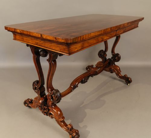 Super Quality Victorian Burr Walnut Library Table