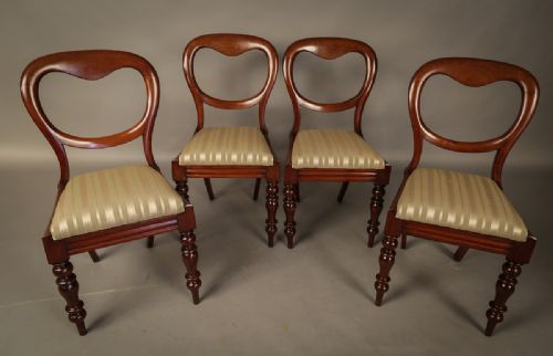 Set of 4 Victorian Mahogany Balloon Back Dining Chairs