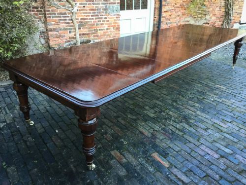 Large Victorian 5 Leaf Extending Dining Table Seat 16
