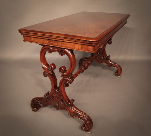 Quality Victorian Games Table in Burr Walnut