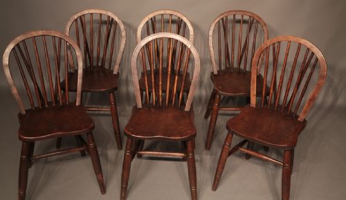 A Set of 6 Victorian Windsor Kitchen Chairs