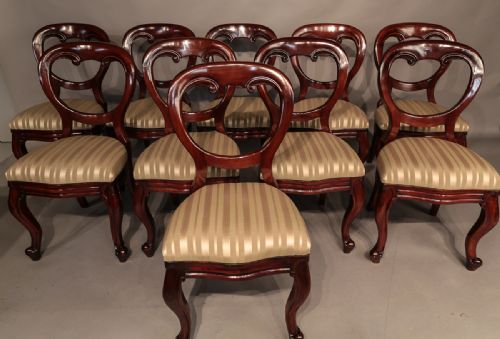 Set of 10 Victorian Balloon Back Dining Chairs