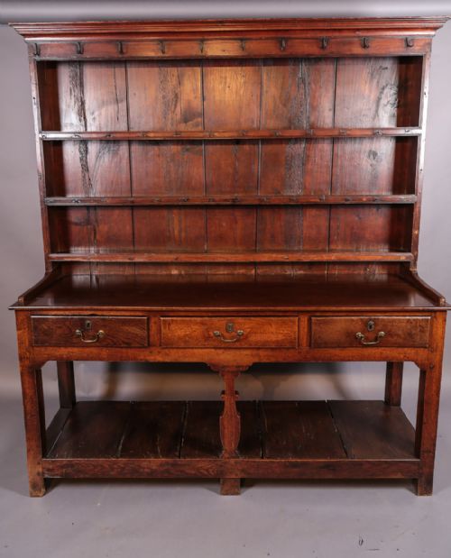 Georgian Oak Dresser Original Iron Hooks